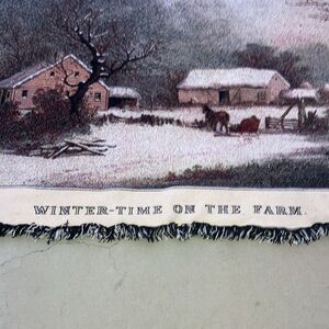 Goodwin Weavers “Winter Time On The Farm” Tapestry Throw Blanket Cotton Usa